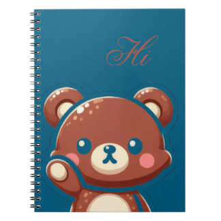Caderno Espiral Cute Bear Spiral Notebook – Teal Blue Teddy Bear