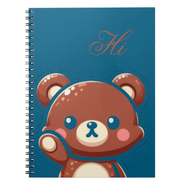 Caderno Espiral Cute Bear Spiral Notebook – Teal Blue Teddy Bear (Frente)