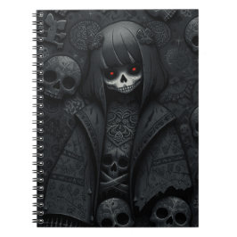 Caderno Espiral Cute black dark Skull Halloween obscure anime