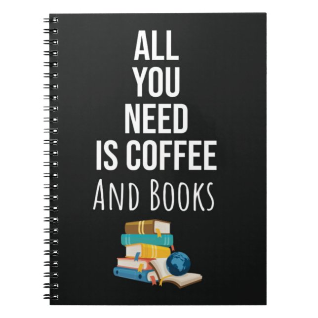 Caderno Espiral Cute Book Reading Gifts Coffee Quotes Lover Reader (Frente)