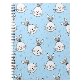 Caderno Espiral Cute Bunny Face Seamless Pattern