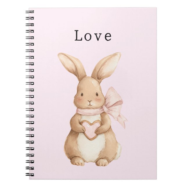 Caderno Espiral Cute Bunny Heart Bow Love (Frente)