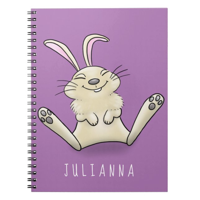 Caderno Espiral Cute bunny rabbit cartoon illustration (Frente)
