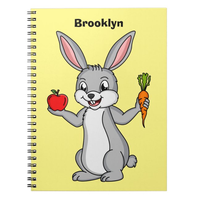 Caderno Espiral Cute bunny rabbit with vegetables cartoon (Frente)