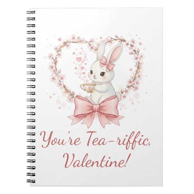 Caderno Espiral Cute Bunny Tea-riffic Valentine Spiral Notebook (Frente)