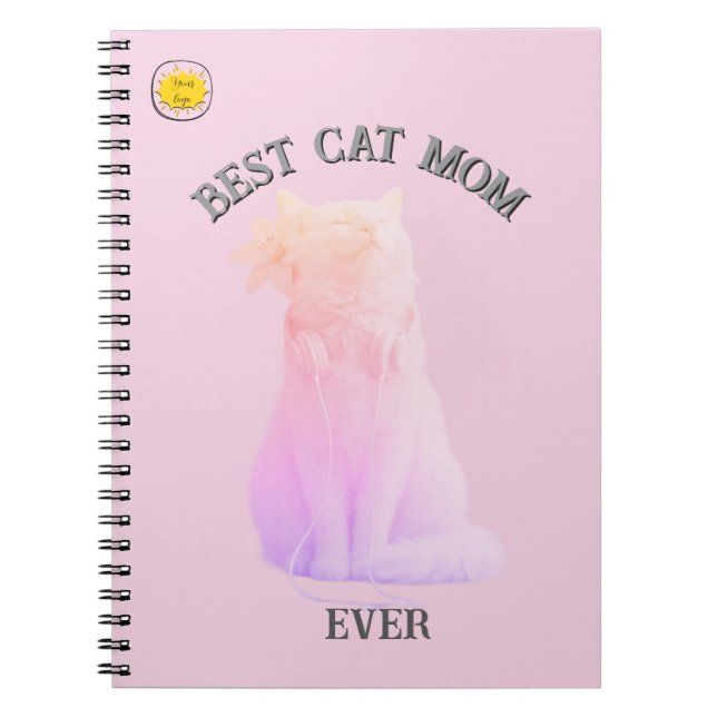 Caderno Espiral Cute Cat Mom Photo (Frente)