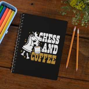 Caderno Espiral Cute Chess e Café Amante do Cavalo Arte