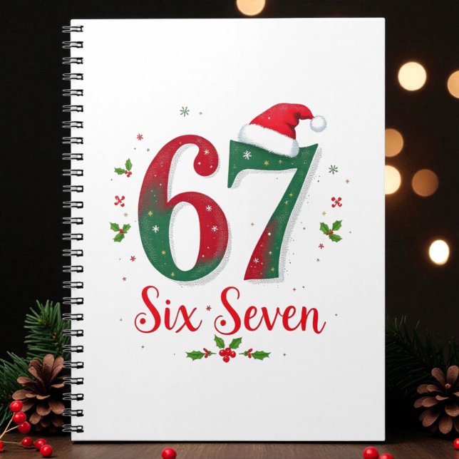 Caderno Espiral Cute Christmas Meme Six Seven 67 6 7 Holiday (Criador carregado)