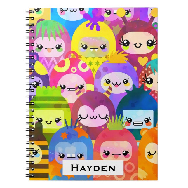 Caderno Espiral Cute Colorful Cartoon People Personalised (Frente)