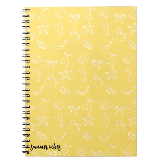 Caderno Espiral Cute Coquette Bows and Cherries Pattern Notebook (Frente)