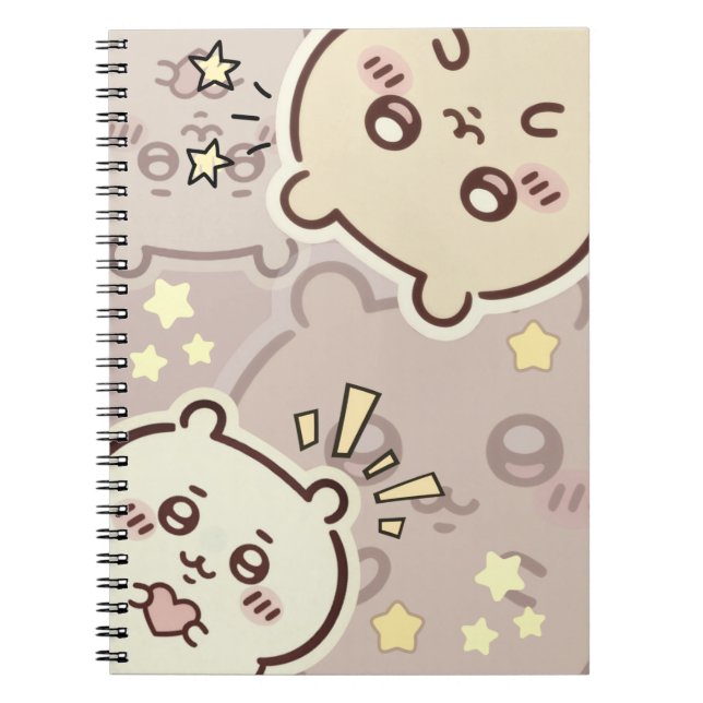 Caderno Espiral Cute Cream Bear Pattern Spiral Notebook - Minimali (Frente)