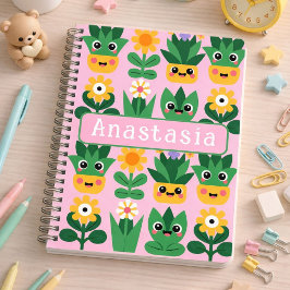 Caderno Espiral Cute Customizable Pot Plant Print