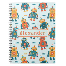 Caderno Espiral Cute Customizable Robot Print