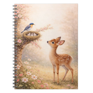 Caderno Espiral Cute Deer Bird Nest Aesthetic Notebook | 