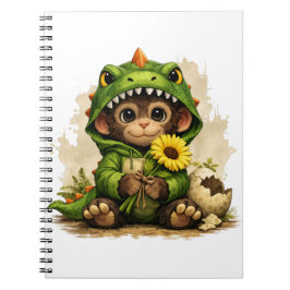 Caderno Espiral Cute Dino Monkey Notebook – Kawaii Animal