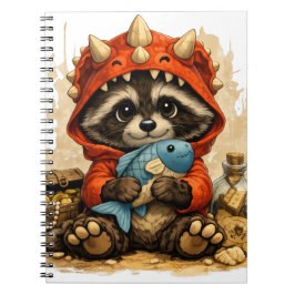Caderno Espiral Cute Dino Raccoon Notebook – Kawaii Pirate