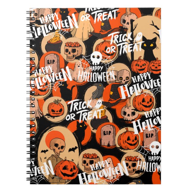 Caderno Espiral Cute e assustador vibrações assustadoras de Hallow (Frente)