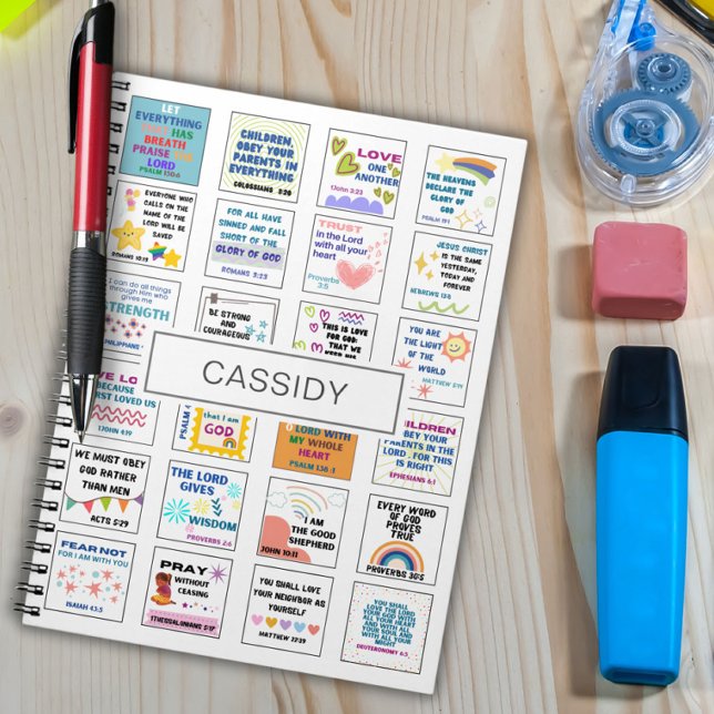 Caderno Espiral Cute escritura versículo da bíblia memória infanti (Criador carregado)