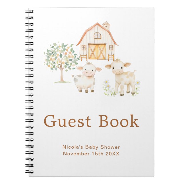 Caderno Espiral Cute Farm Barn Baby Shower Guest Book (Frente)