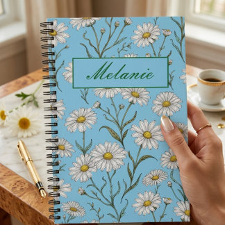 Caderno Espiral Cute Floral Spring Daisy Personalized
