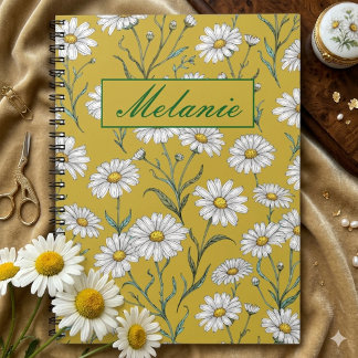 Caderno Espiral Cute Floral Spring Daisy Personalized Notebook