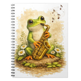 Caderno Espiral Cute Frog Saxophone Spiral Notebook