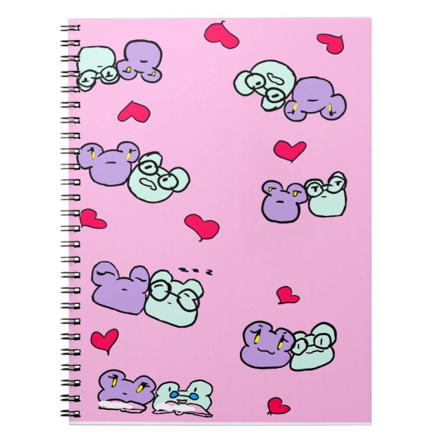 Caderno Espiral Cute frog valentine date (Frente)