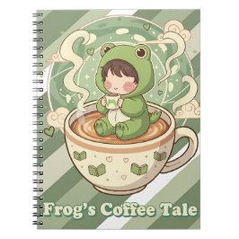 Caderno Espiral Cute Froggy Coffee Tale Design