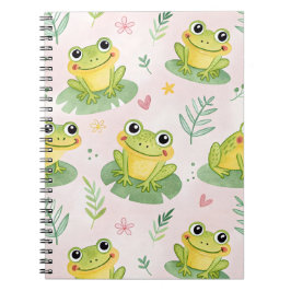 Caderno Espiral Cute frogs Pattern