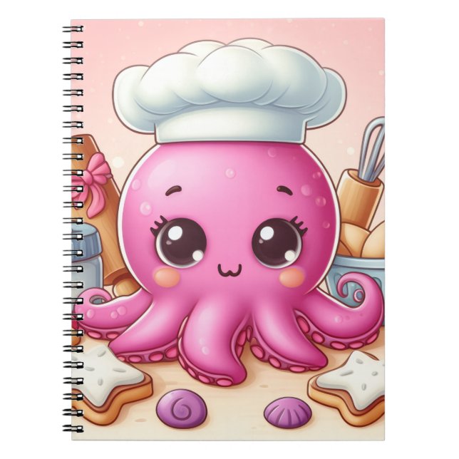 Caderno Espiral Cute fun baking octopus notebook (Frente)