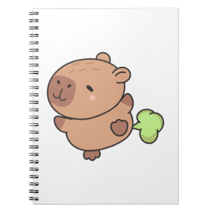 Caderno Espiral Cute Funny Farting Capybara Pastel Kawaii