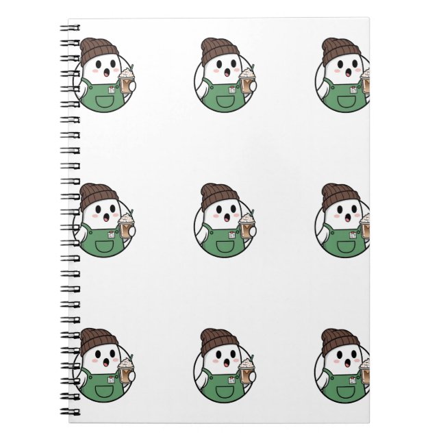 Caderno Espiral Cute Ghost Coffee Notebook (Frente)