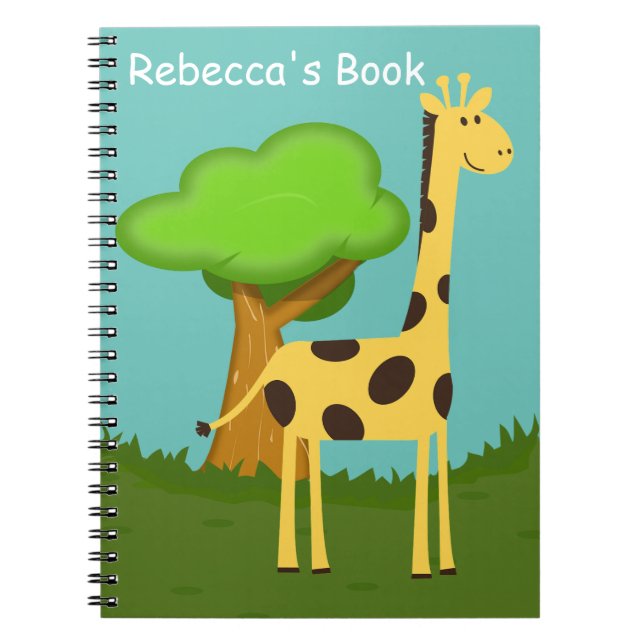 Caderno Espiral Cute Giraffe and Tree Art Personalised (Frente)