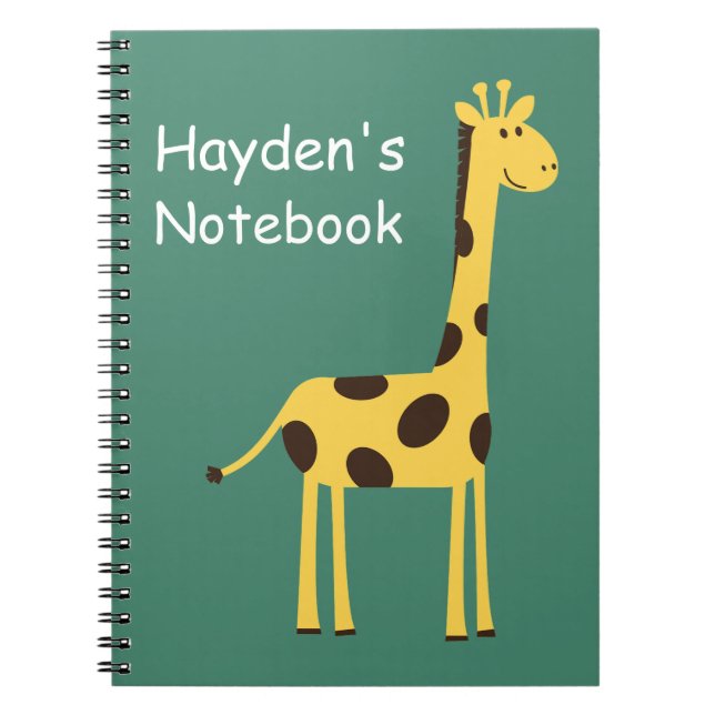 Caderno Espiral Cute Giraffe Personalised Green (Frente)