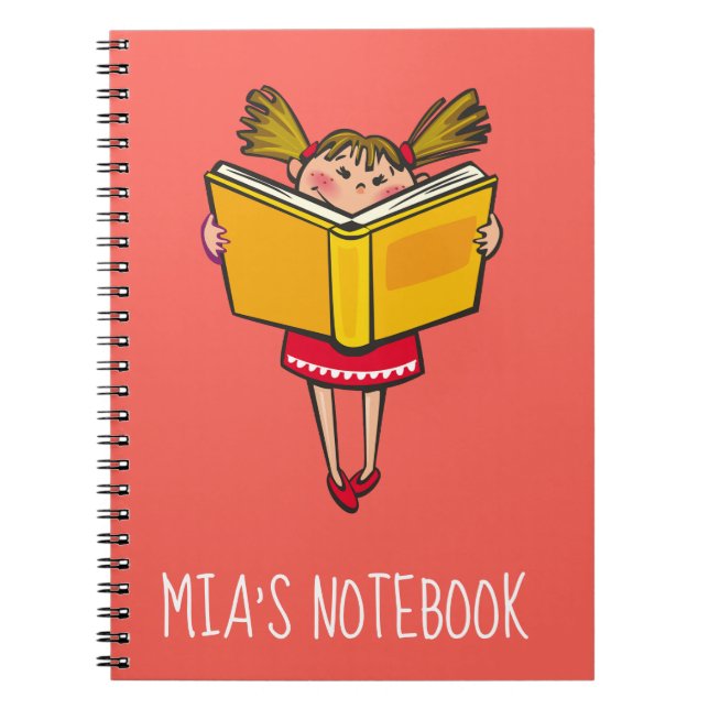 Caderno Espiral Cute girl reading a book geek girl (Frente)