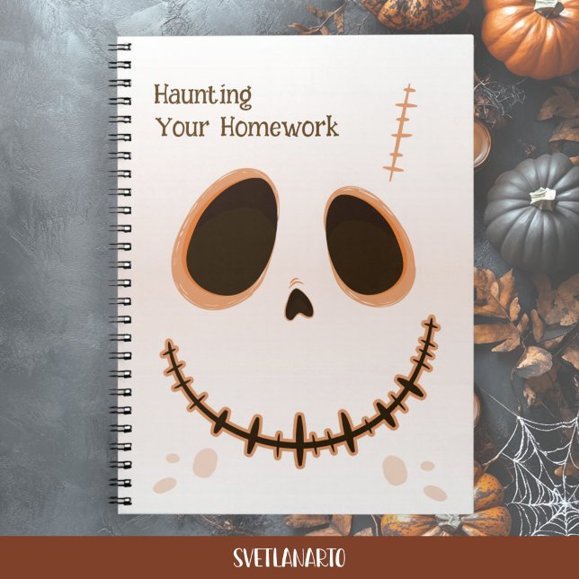 Caderno Espiral Cute Halloween Skull Face Spiral Notebook (Frontal view)