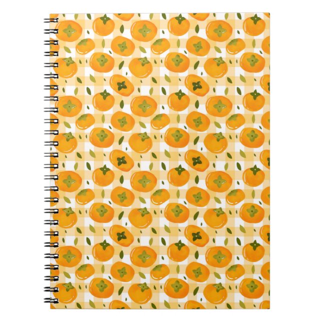Caderno Espiral Cute Hand-Drawn Persimmons Seamless Pattern (Frente)
