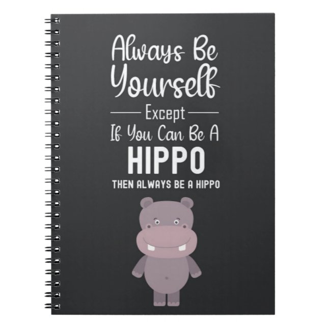 Caderno Espiral Cute Hippo Gifts Hippopotamus Funny Animals Humor (Frente)