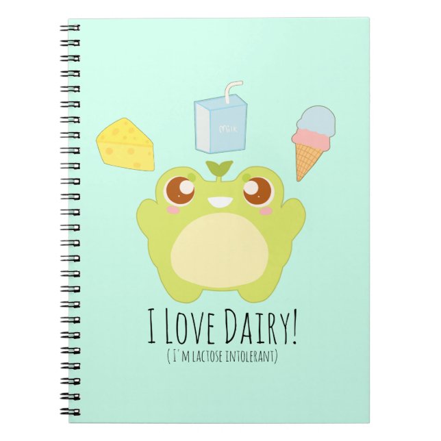 Caderno Espiral Cute I Love Dairy Treats Sapo (Frente)