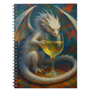 Caderno Espiral Cute Ivory Dragon & White Wine Fantasy Art