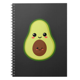 Caderno Espiral Cute kawaii avocado