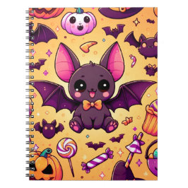 Caderno Espiral Cute kawaii bat candy halloween