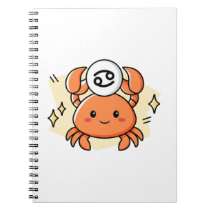 Caderno Espiral Cute Kawaii Cancer Zodiac Crab