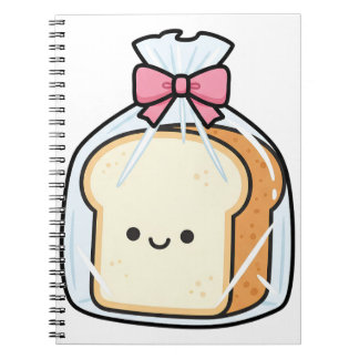 Caderno Espiral Cute Kawaii Cartoon Illustration of Sliced Bread 