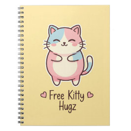 Caderno Espiral Cute Kawaii Cat "Free Pup Hugz" Personalized Pas