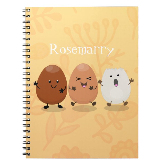 Caderno Espiral Cute kawaii eggs funny cartoon illustration (Frente)