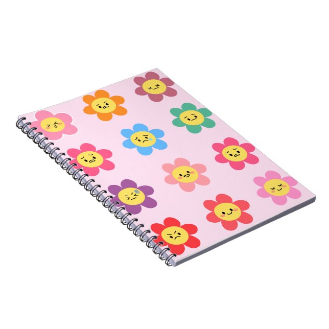 Caderno Espiral Cute Kawaii Flower Emotions Chart (Lado Direito)