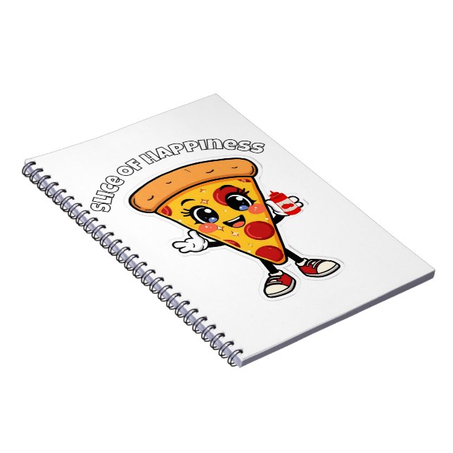 Caderno Espiral Cute Kawaii Pizza Notebook Fun Cartoon Food Cover (Lado Direito)