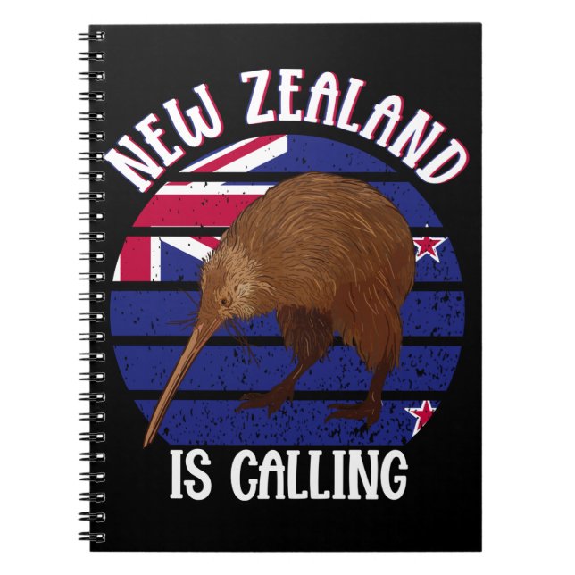 Caderno Espiral Cute Kiwi Bird Viagem da Nova Zelândia (Frente)