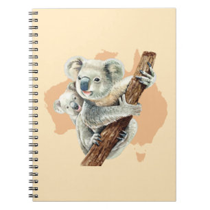Caderno Espiral Cute Koala Mãe e Bebê